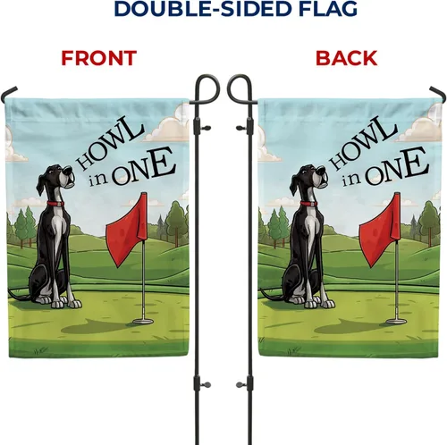 Vista 6 de Howl In One Golf Dog Pun Garden Flag 12.5" x 18" Double Sided Canine Golf