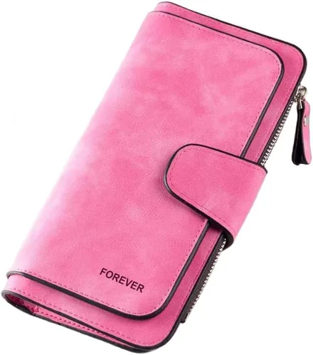 Vista 6 de Cartera pequeña de cuero para mujer con bloqueo RFID y ventana para identificación, Gris oscuro, Classic