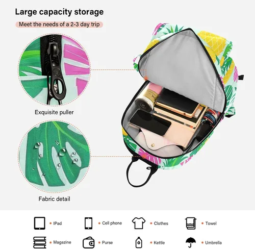 Vista 6 de Tennis Racquet Ball Bag Breathable Summer Pineapple Palm Leaf Blue Multiple Tennis Badminton Racket Bag for Tennis, Badminton, Pickleball raquetas