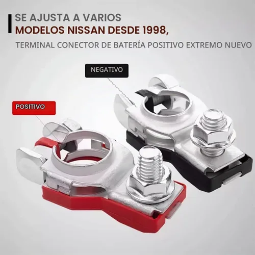 Vista 4 de Conectores de terminal de batería (1 par), poste superior de terminal de cable de batería positivo y negativo con parte inferior de plástico