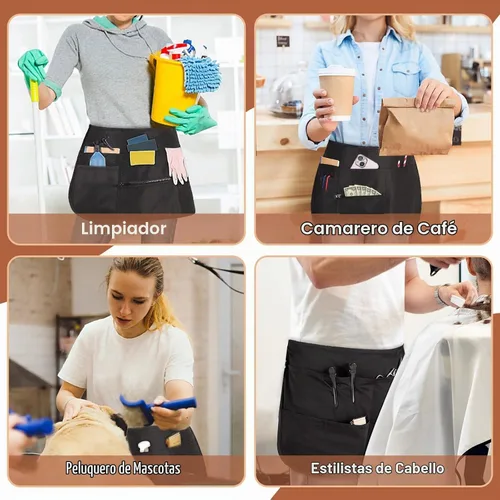 Vista 7 de Noverlife Delantal de manicurista con 2 bolsillos, delantal de manicurista ajustable para mujer