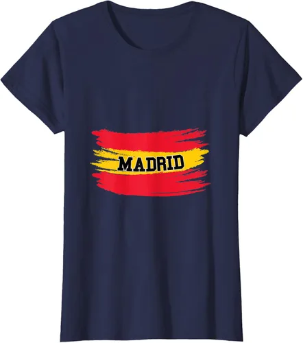 Vista 24 de Camiseta familiar de España Madrid con bandera española envejecida, Negro