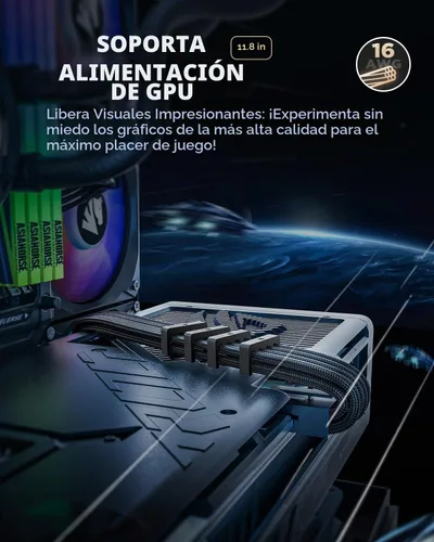 Vista 5 de ASIAHORSE Cables de alimentación de extensión de cable PSU 16AWG, cable de extensión de manga modificada para requisitos particulares de la fuente