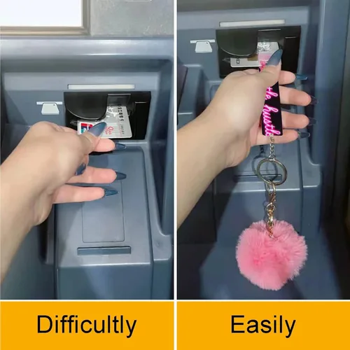 Vista 5 de Extractor de tarjetas de crédito, agarrador de tarjetas bancarias de débito acrílico para clavos largos, llavero ATM