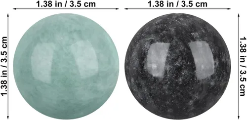Vista 2 de MAGICLULU Bolas de Baoding sólidas, bolas de masaje para ejercicio de salud chino, bolas de masaje de piedra de mármol, bolas de baoding