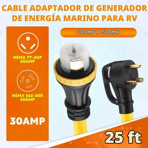 Vista 2 de Tellegloww - Cable de caravana de 25 pies, 30 amperios a 50 amperios, Tt