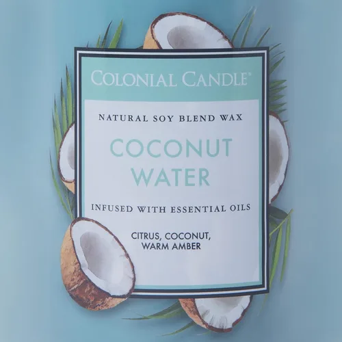 Vista 4 de Colonial Candle - Vela perfumada de frasco con aroma a agua de coco, colección clásica de cilindros, 2 mechas, azul, 19 onzas - hasta 120 horas