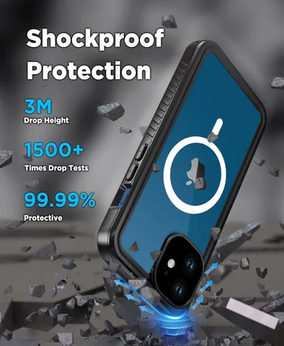 Vista 5 de Beeasy Funda impermeable para iPhone 12 compatible con Magsafe IP68 de grado militar bajo el agua, a prueba de golpes, a prueba de polvo, resistente