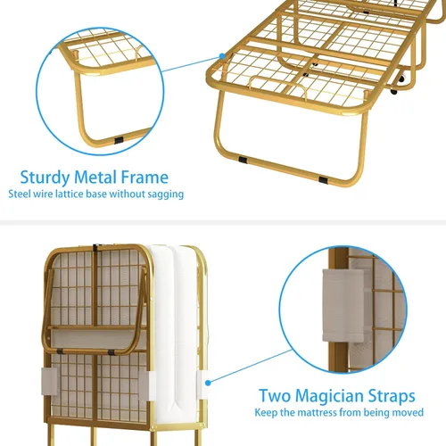 Vista 5 de PUREMIND Cama plegable con colchón de 4 pulgadas para adultos, cama plegable individual de 75 x 31 pulgadas, camas plegables portátiles, camas