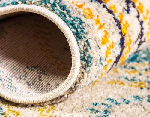 Vista 6 de Alfombra moderna Positano de estilo costero de Loom, Polipropileno, beige/azul claro