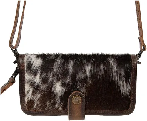Vista 3 de STS Ranchwear Bolso bandolera de cuero para mujer, Piel de vaca/marrón tornado, Cartera cruzada de cuero de vaca occidental