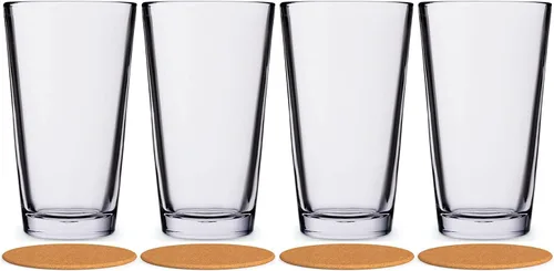 Vista 2 de AMZ Empire Vasos extra fuertes de 16 onzas para beber – Juego de 4 vasos de vidrio Highball apilables con borde templado, base pesada transparente