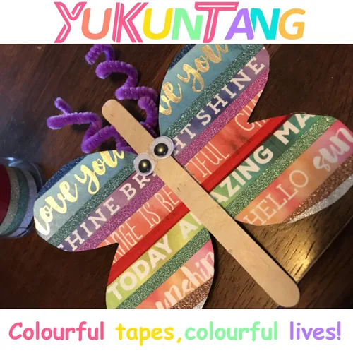 Vista 3 de YUKUNTANG Juego de cinta adhesiva Washi con purpurina, 24 rollos, 3mm x 120,6 metros, cinta adhesiva decorativa de lámina metálica brillante