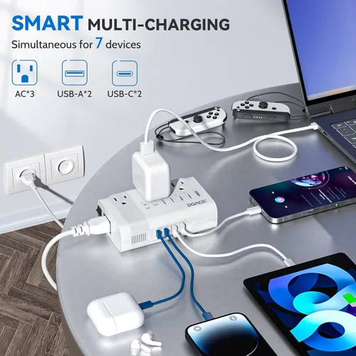 Vista 6 de DOACE - Convertidor de voltaje de 350 W de EE. UU. a Europa para alisador de cabello, rizador CPAP, convertidor de 220 V a 110 V para viajes Blanco