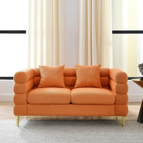 Vista 13 de KEVINSPACE Sofá biplaza de 60 pulgadas, sofá de 2 plazas para espacios pequeños, sofás modernos, sofá biplaza con 2 almohadas de mediados de siglo