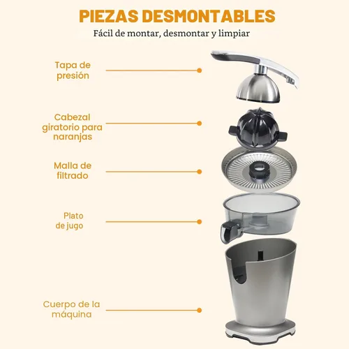 Vista 6 de NEWBULIG Exprimidor eléctrico de cítricos, exprimidor automático de naranja con mango de agarre suave, máquinas extractoras de jugo de naranja
