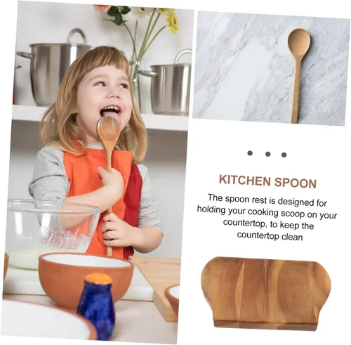 Vista 4 de MAGICLULU Soporte de cuchara de madera para cocina, soporte para cuchara, plato de cuchara, bandeja para cucharas, soporte para espátula, soporte