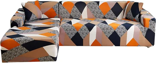Vista 13 de HOTNIU Funda de sofá seccional de 2 piezas, funda elástica suave para sofá en forma de L, funda de sofá modular moderna con estampado para sala