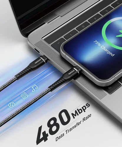 Vista 4 de Cargador rápido corto para iPhone de 1 pie, paquete de 2 [certificado Apple MFi] USB C a Lightning, cable trenzado de carga rápida compatible