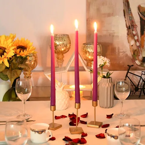 Vista 6 de Zest Candle Velas cónicas de 12 piezas, 12 pulgadas, morado
