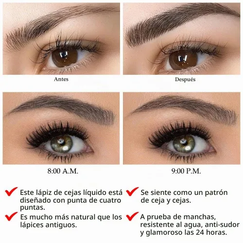 Vista 2 de Lápiz de tinta para cejas de Brow Stylist - Micro lápiz para cejas de 4 puntas con juego de elevación y agarre, con 3 plantillas para cejas