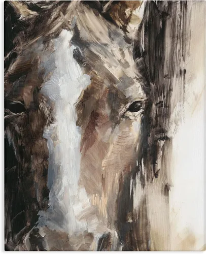 Vista 13 de Retrato de caballo semental negro' Arte en lienzo
