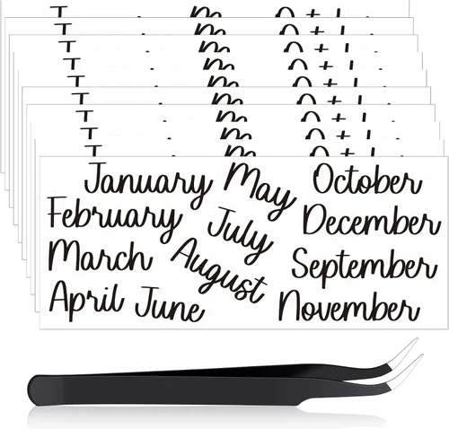 Vista 9 de Epakh 12 hojas de calcomanías para planificador mensual, calcomanías de diario con pinzas para codo, calcomanías creativas para calendarios