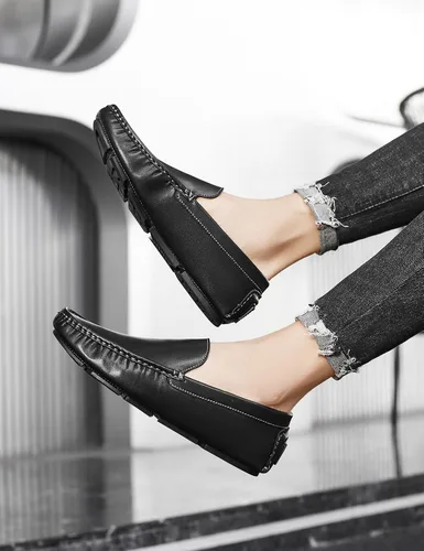 Vista 2 de VANDESK Mocasines casuales para hombre, mocasines suaves para hombre, ligeros, para conducir, barco, zapatos de oficina, zapatos de vestir blancos