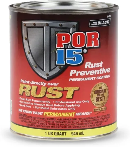 Vista 8 de POR-15 45304 Revestimiento protector plateado anticorrosivo, 1 cuarto de galón, 0, 1 Cuarto de galón, Plateado