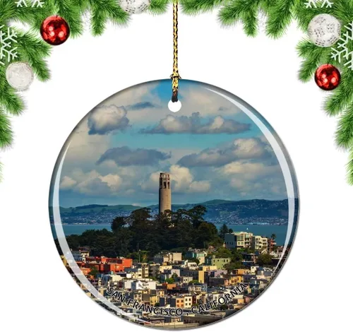 Vista 22 de California San Francisco 16 Avenue Tiled Steps USA Christmas Tree Ornamento Decoración Colgante Colgante Decoración Ciudad Viaje Souvenir Colección