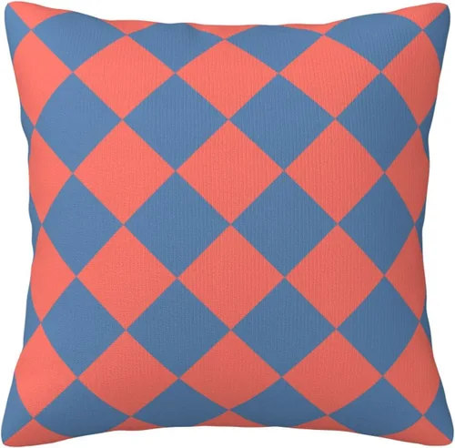 Vista 32 de Aspen - Fundas de almohada doradas y azul princesa a cuadros retro para sofá, fundas de cojín decorativas para decoración del hogar, habitación