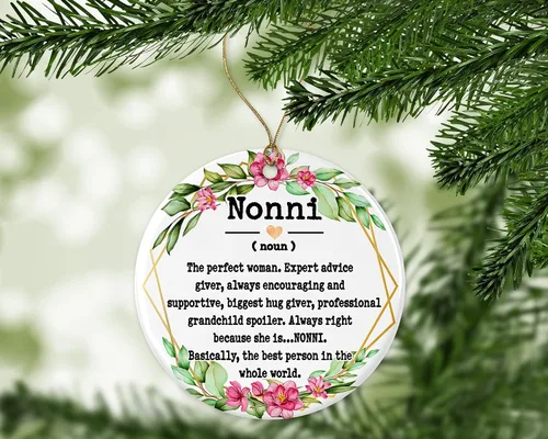 Vista 3 de Nonni - Adorno de Navidad, regalo del día de la madre, recuerdo de definición, impreso en un lado