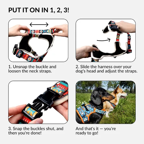 Vista 3 de CollarDirect Arnés reflectante sin tirones para perro, con asa y clip frontal, chaleco acolchado suave ajustable para perros pequeños a grandes