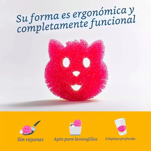 Vista 3 de Scrub Daddy Scrub Mommy Special Edition Pets Cat - Esponja multiusos para platos sin arañazos, sin BPA y fabricada con espuma de polímero, esponja