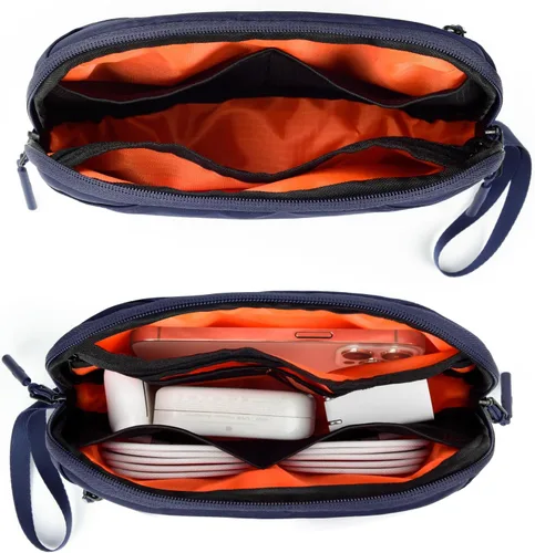 Vista 3 de Bolsa organizadora de cables, bolsa organizadora de cargador delgado para accesorios de viaje, artículos esenciales para aviones, dispositivos