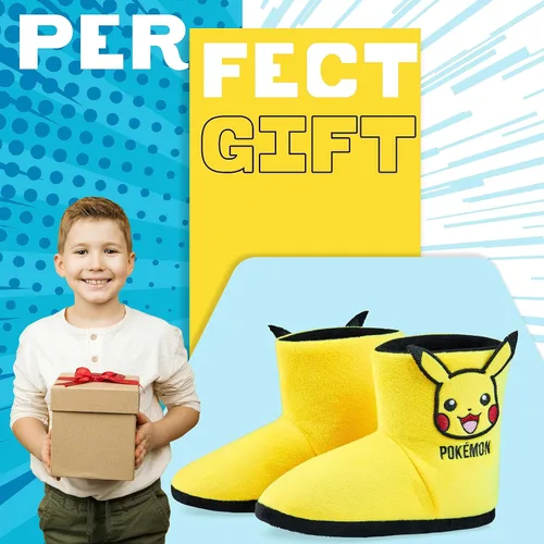 Vista 3 de Pokemon Pantuflas para niños, zapatillas de bota Pikachu Bulbasaur suaves, antideslizantes, zapatos de casa, regalos de anime para niños