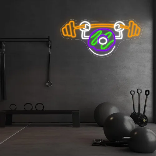 Vista 9 de Letrero de neón de levantamiento de pesas para decoración de pared, letras iluminadas, letrero LED de negocios, regalo de fiesta deportiva, letrero