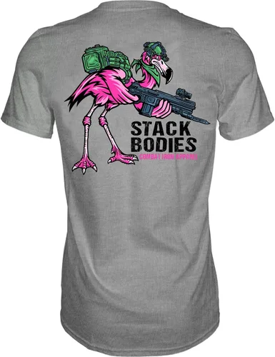 Vista 8 de Combat Iron Flamingo Operator Stack Bodies - Camiseta patriótica de manga corta para hombre, preencogida, ajuste atlético