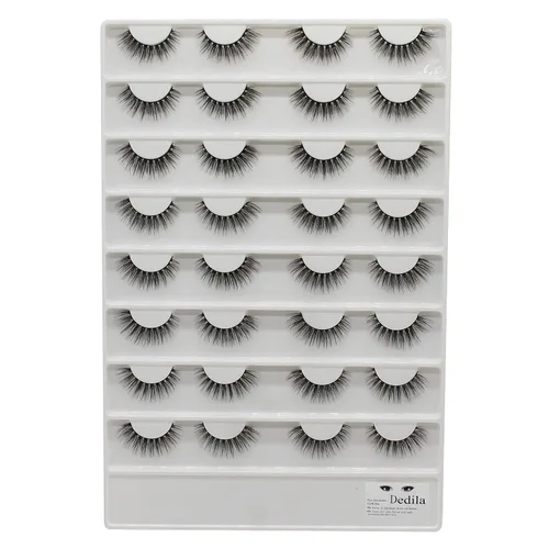 Vista 3 de 16 pares de extensiones de pestañas postizas de visón sintético natural, pestañas postizas de visón sintético, pestañas de rayas largas