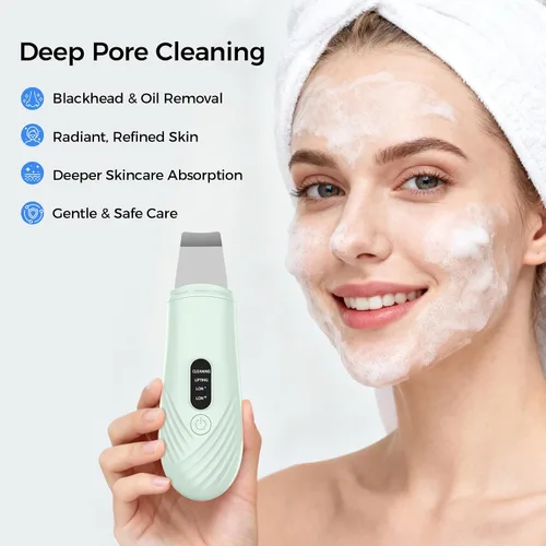 Vista 2 de Espátula Limpiadora de Piel Facial, Herramienta Removedora de Puntos Negros para Limpieza Profunda Facial, Espátula Facial Limpiadora de Poros con 4