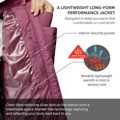 Vista 4 de Columbia Heavenly - Chaqueta larga con capucha para mujer Malva antigua