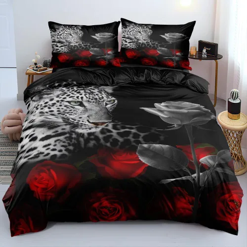 Vista 35 de Juego de funda de edredón con diseño de tigre blanco, tamaño individual, funda de edredón con estampado de animales salvajes, juego de ropa de cama