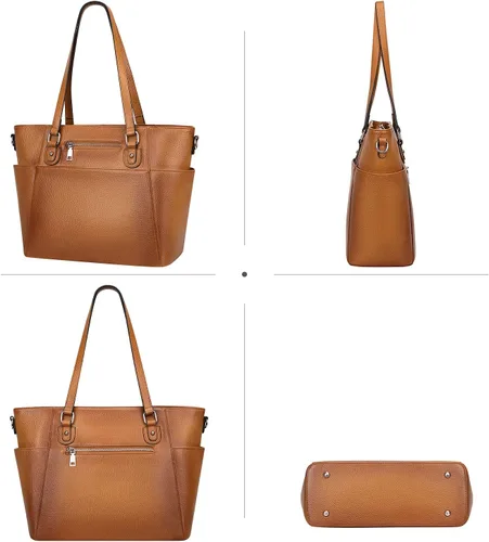 Vista 4 de Over Earth Women Leather Handbags Genuine Leather Tote Shoulder Bag Crossbody with Multi Pockets