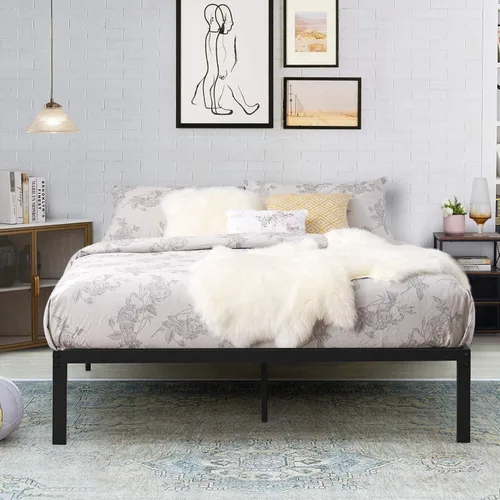 Vista 9 de VECELO - Base de cama metálica tamaño matrimonial de 14 pulgadas, moderna (juego de 2)