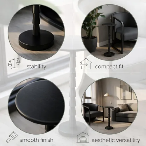 Vista 10 de Relso Sakala Mesa de Bebidas de Madera Maciza de Mango - 24 Pulgadas de Alto, Elegante Mesa Lateral, Mesa Terminal Moderna para Sala de Estar