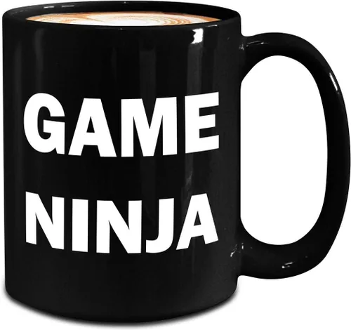 Vista 2 de Game Ninja Mug - Large 15oz Black Coffee Tea Cup - Funny Gifts Idea for Game Developer Designer Video Gaming Design Dev Team Development Cute Gag