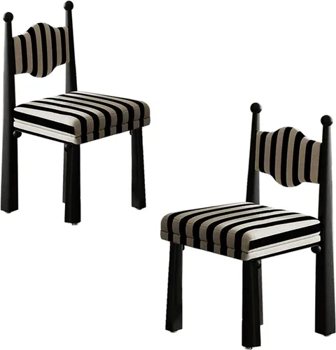Vista 14 de Wooden Dining Room Chairs, Linen Fabric Dining Chairs Set, Accent Chairs with Backrest, Medieval Armless Makeup Chair, for Kitchens, bedrooms color1