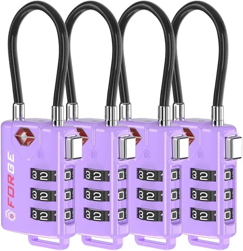 Vista 23 de Cerraduras para equipaje con cable aprobadas por la TSA, combinación reajustable con cuerpo de aleación, Moderno