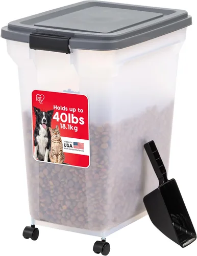 Vista 24 de Contenedor hermético para almacenamiento de alimentos Iris Premium, Bronceado, pequeño Wheels for Mobility, Airtight Seal, BPA-Free, Best for Bird