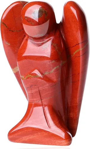 Vista 17 de QINJIEJIE Cristales de Piedra de Sangre Africana Decoración de Ángel Estatua de la Paz Piedra Ángel Guardián Sanador Gemas Talladas a Mano Lindas